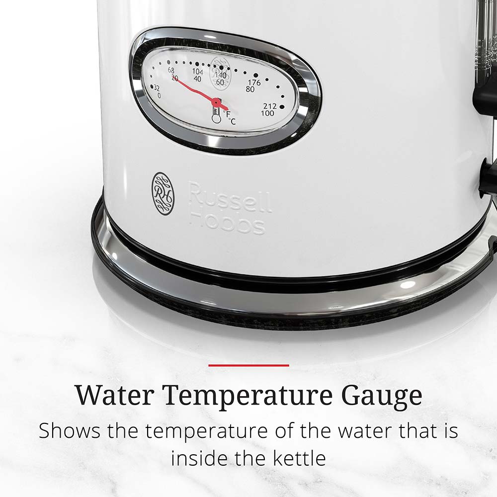 Tea kettle with temperature gauge clearance